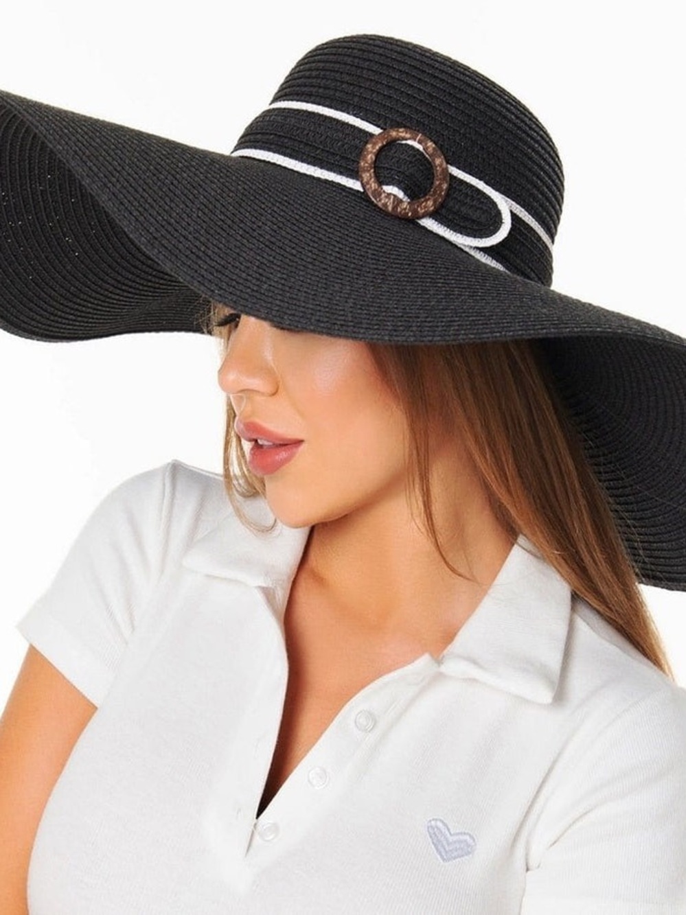 Classic Black Wide-Brim Sun Hat with Decorative Band